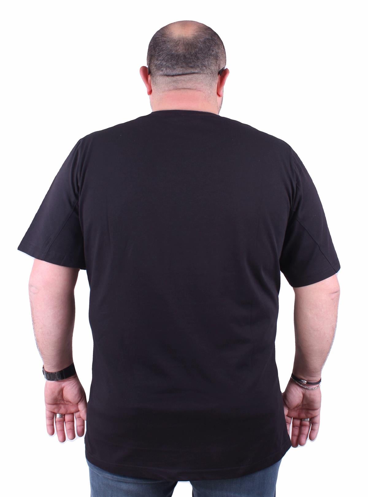 Erkek Büyük Beden Sıfır Yaka Tişört 23170 SIYAH