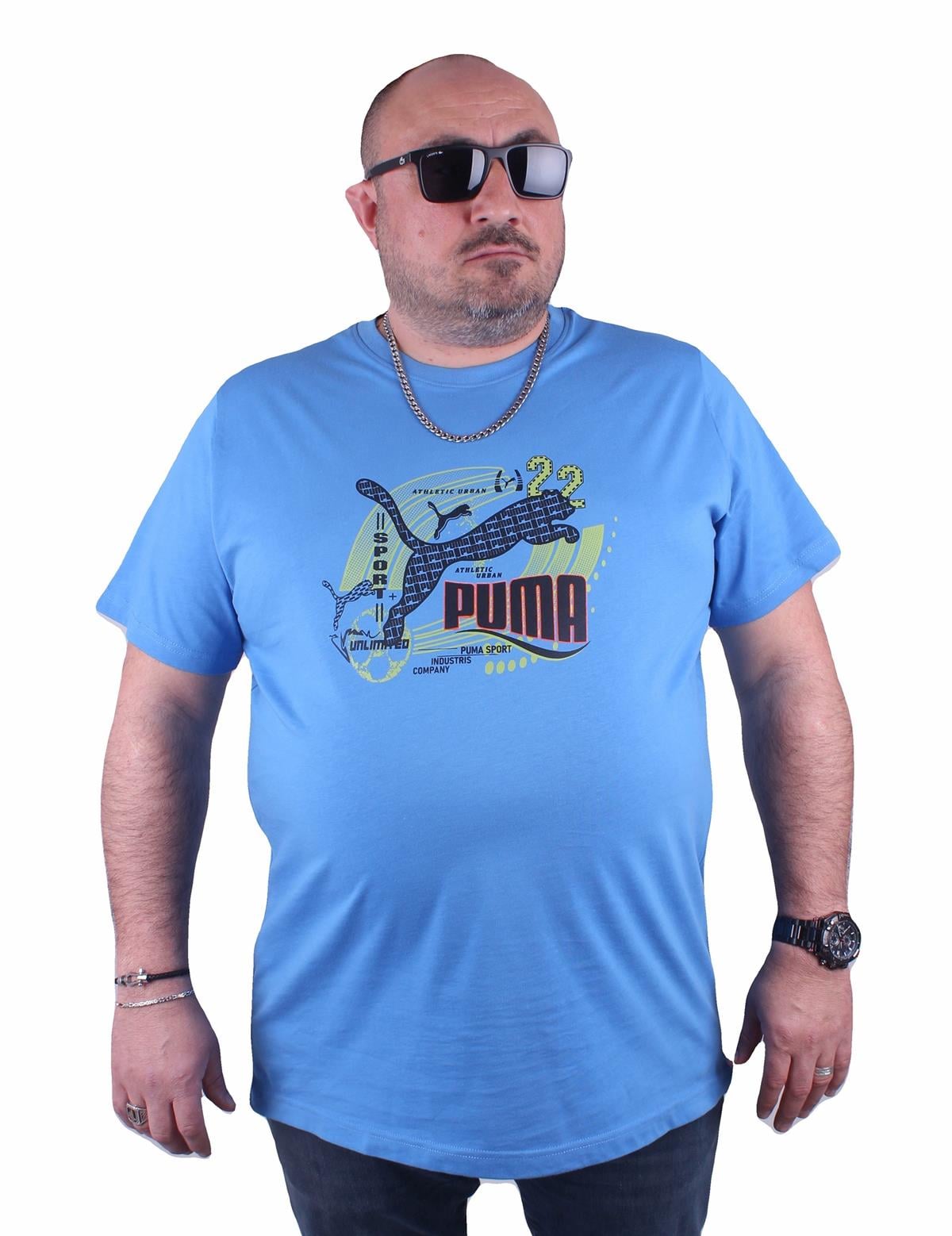 Erkek Büyük Beden PM Tişört 23163 MAVI