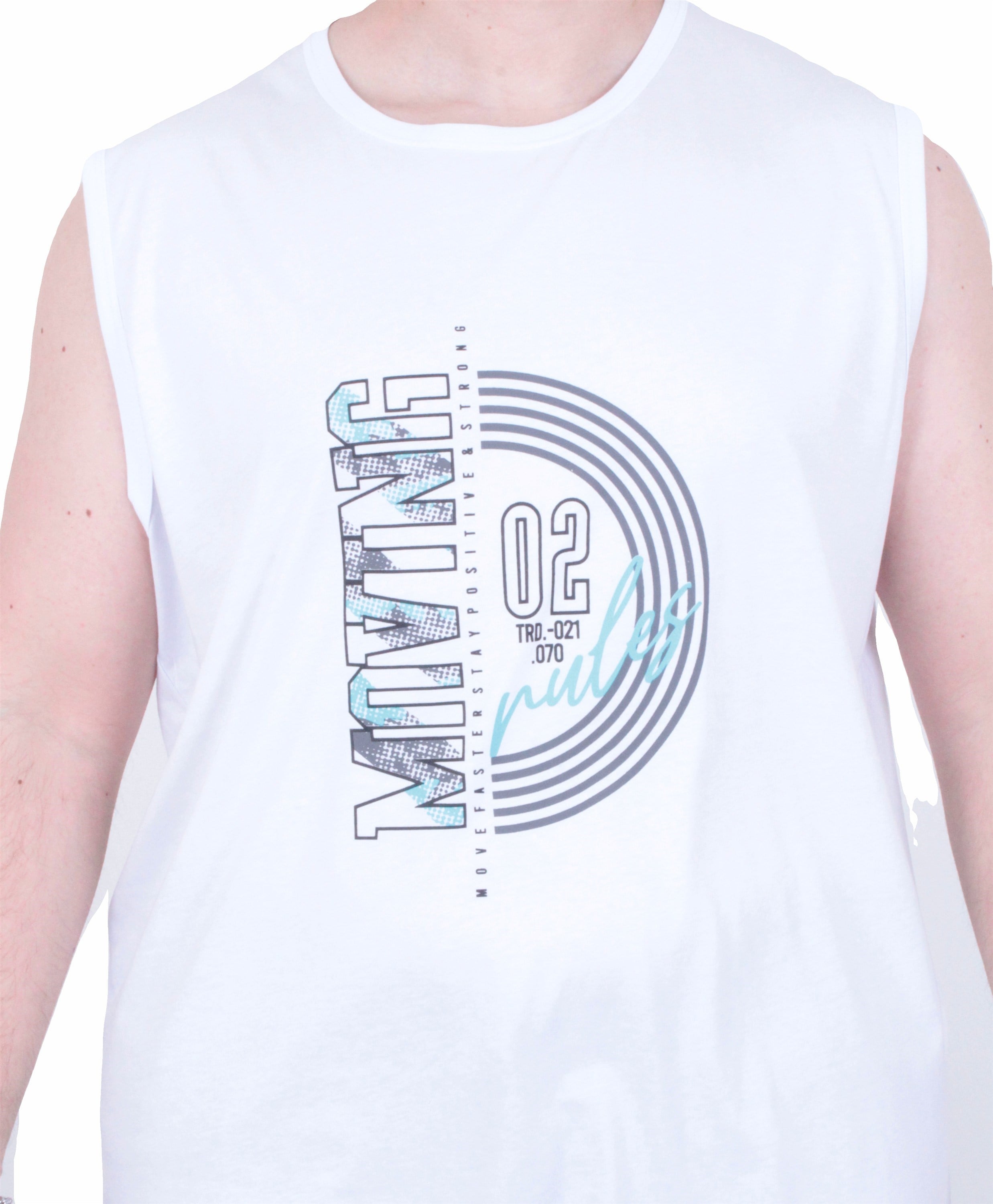 Starbattal Büyük Beden Baskılı Kolsuz Tişört Moving 26122 BEYAZ