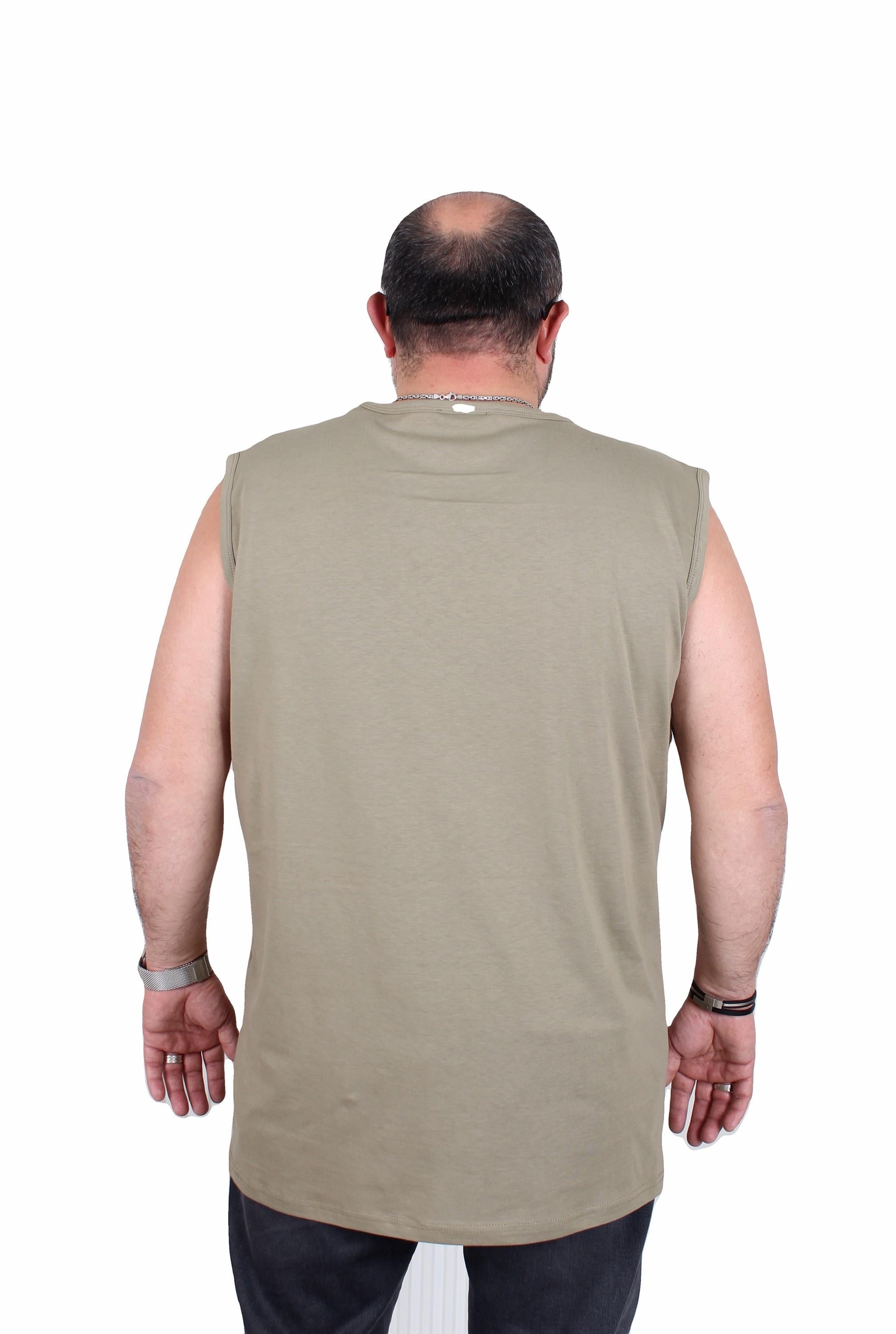 Starbattal Büyük Beden Baskılı Kolsuz Tişört Denim 25154 HAKI