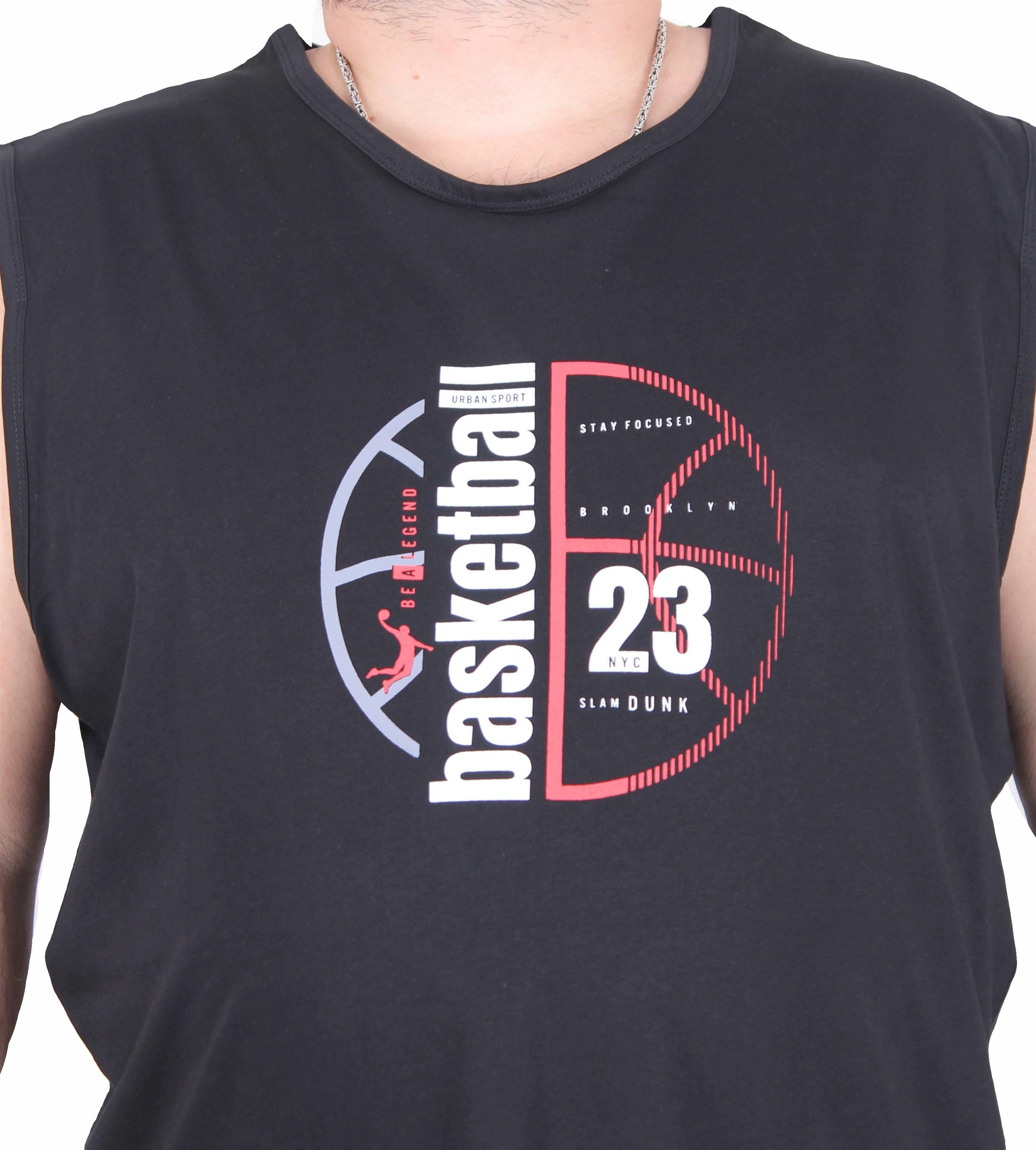 Starbattal Büyük Beden Baskılı Kolsuz Tişört Basketball 25150 SIYAH