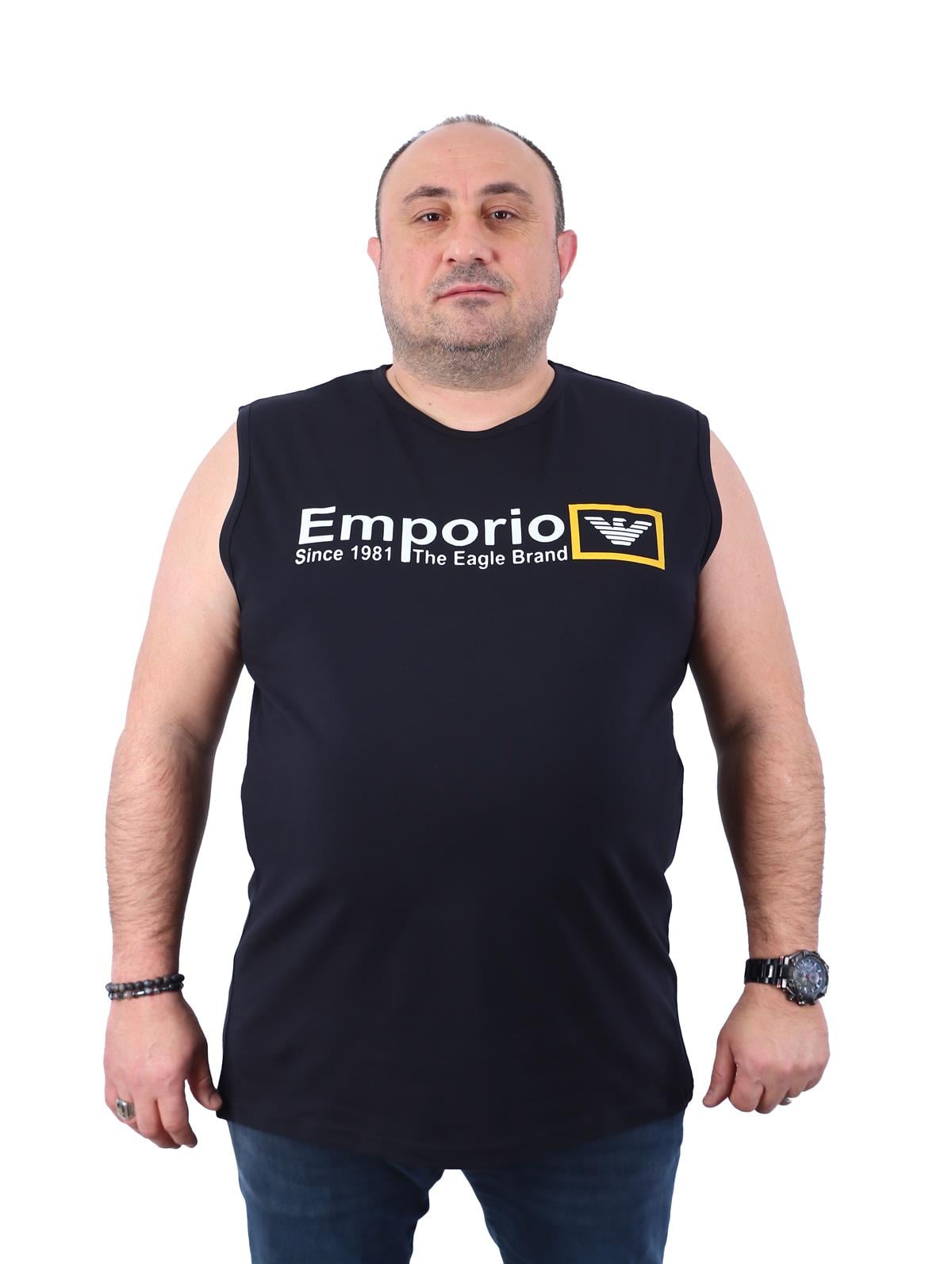 Büyük Beden Erkek Atlet Bisiklet Yaka Emp Siyah 22125-1 Std