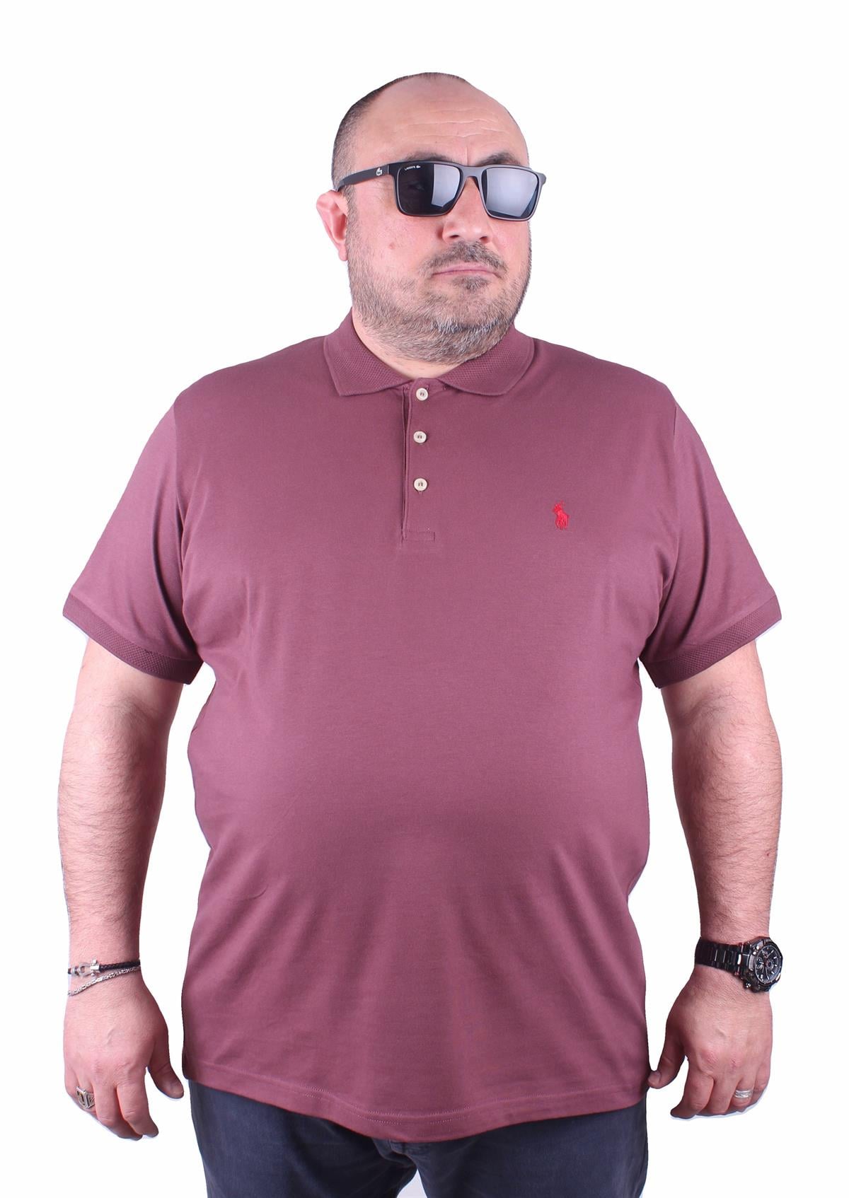 Erkek Büyük Beden Polo Yaka Tişört 23407 Eflatun
