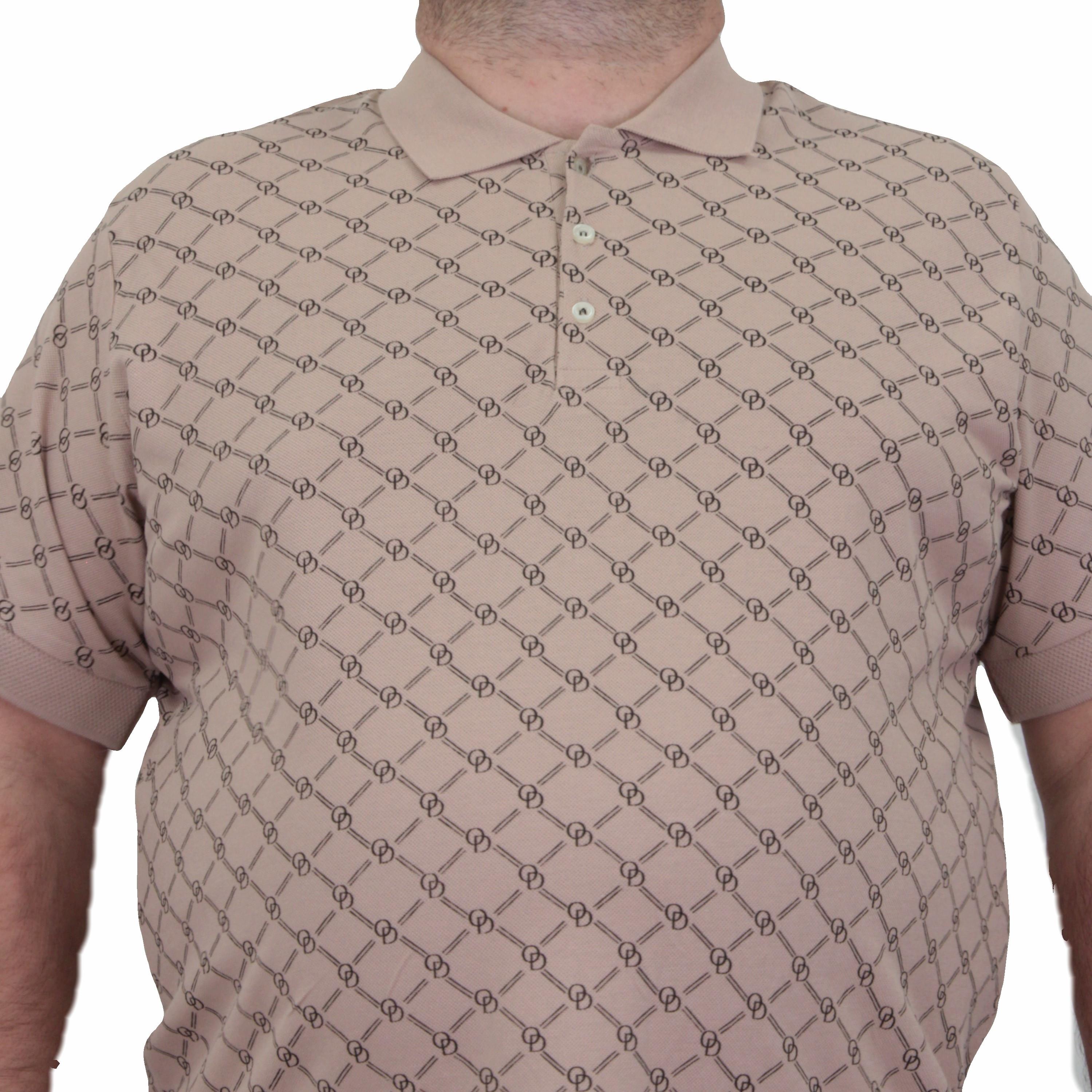 Starbattal Erkek Büyük Beden Polo Yaka Tişört Square 24452 BEJ