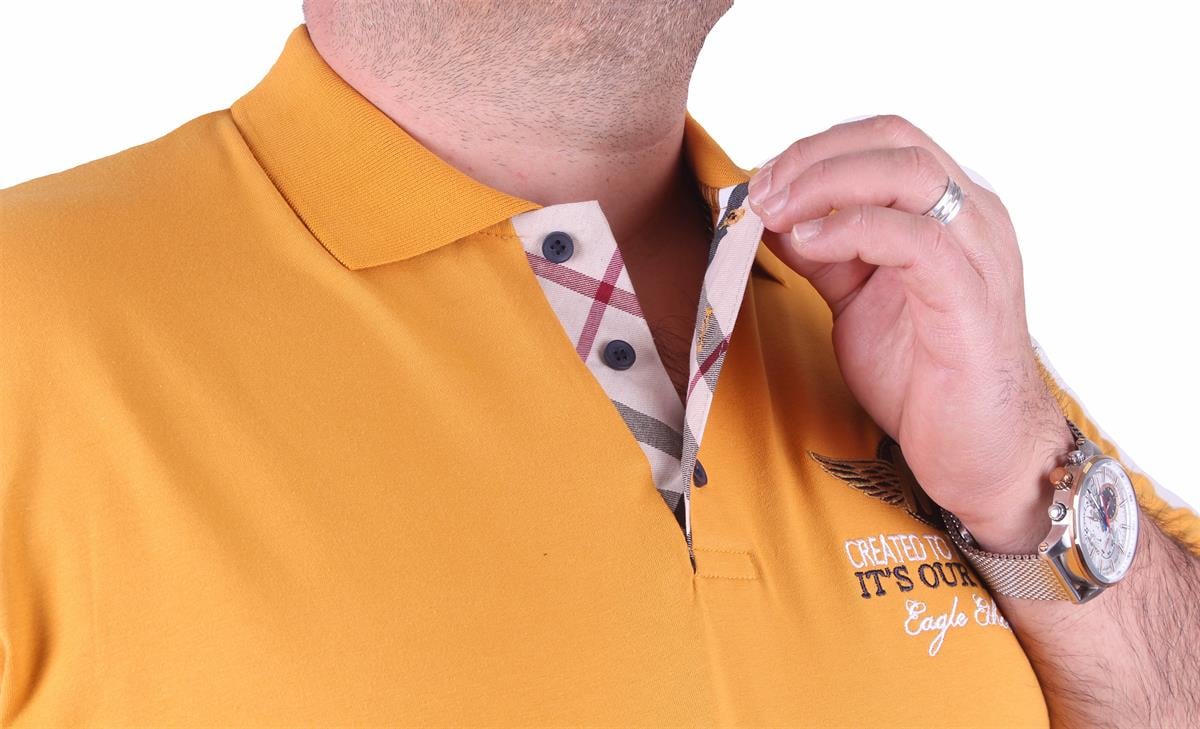 Starbattal Erkek Büyük Beden Polo Tişört Eagle Face 23400 HARDAL