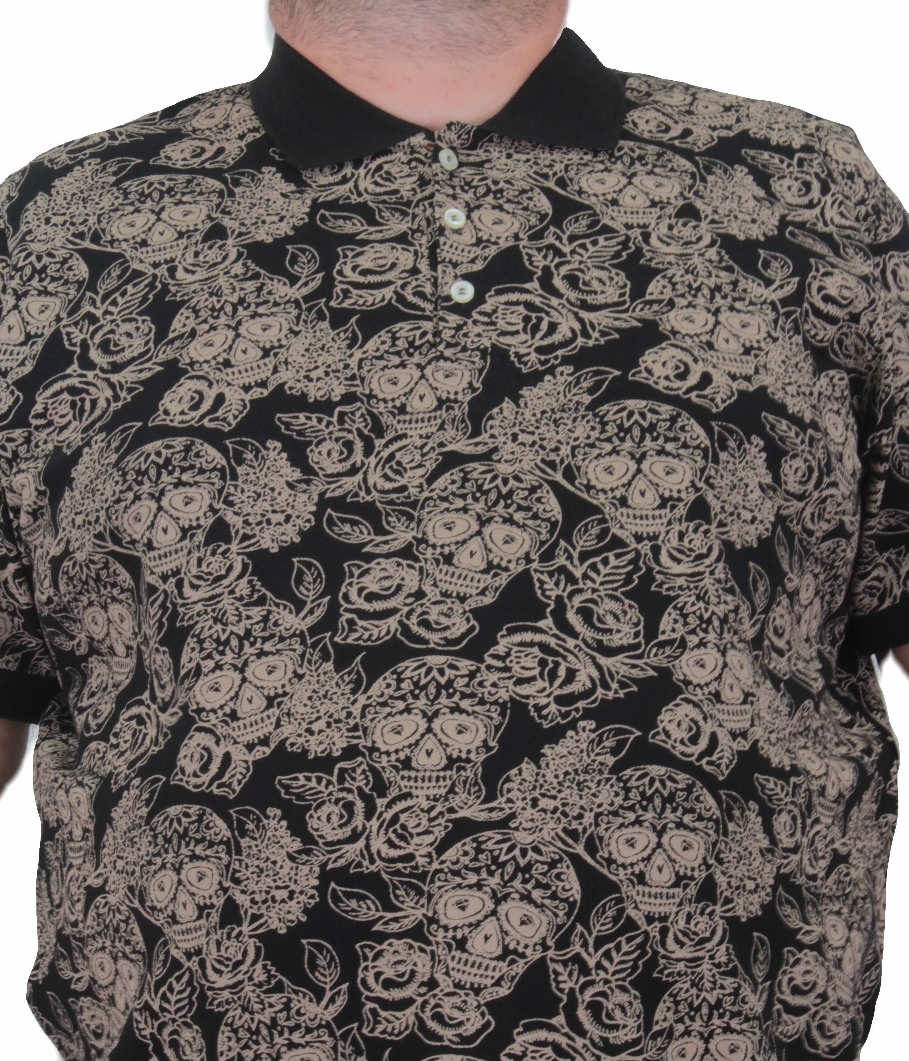 Starbattal Erkek Büyük Beden Polo Yaka Tişört Skull 24454 SIYAH