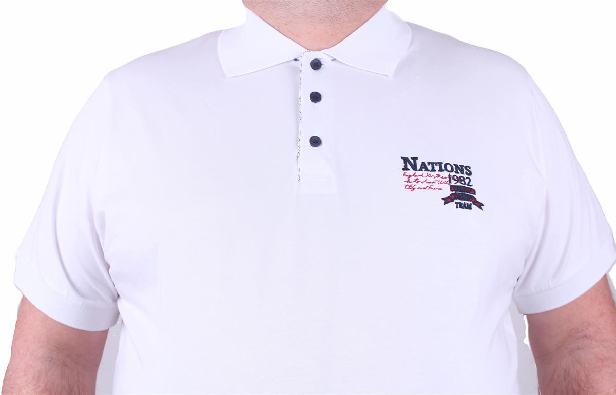 Starbattal Erkek Büyük Beden Polo Tişört Nations Team 23402 BEYAZ
