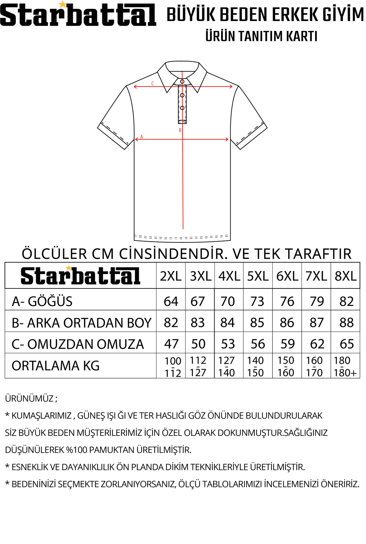 Starbattal Büyük Beden Polo Yaka Tişört Parçalı 23414 SARI