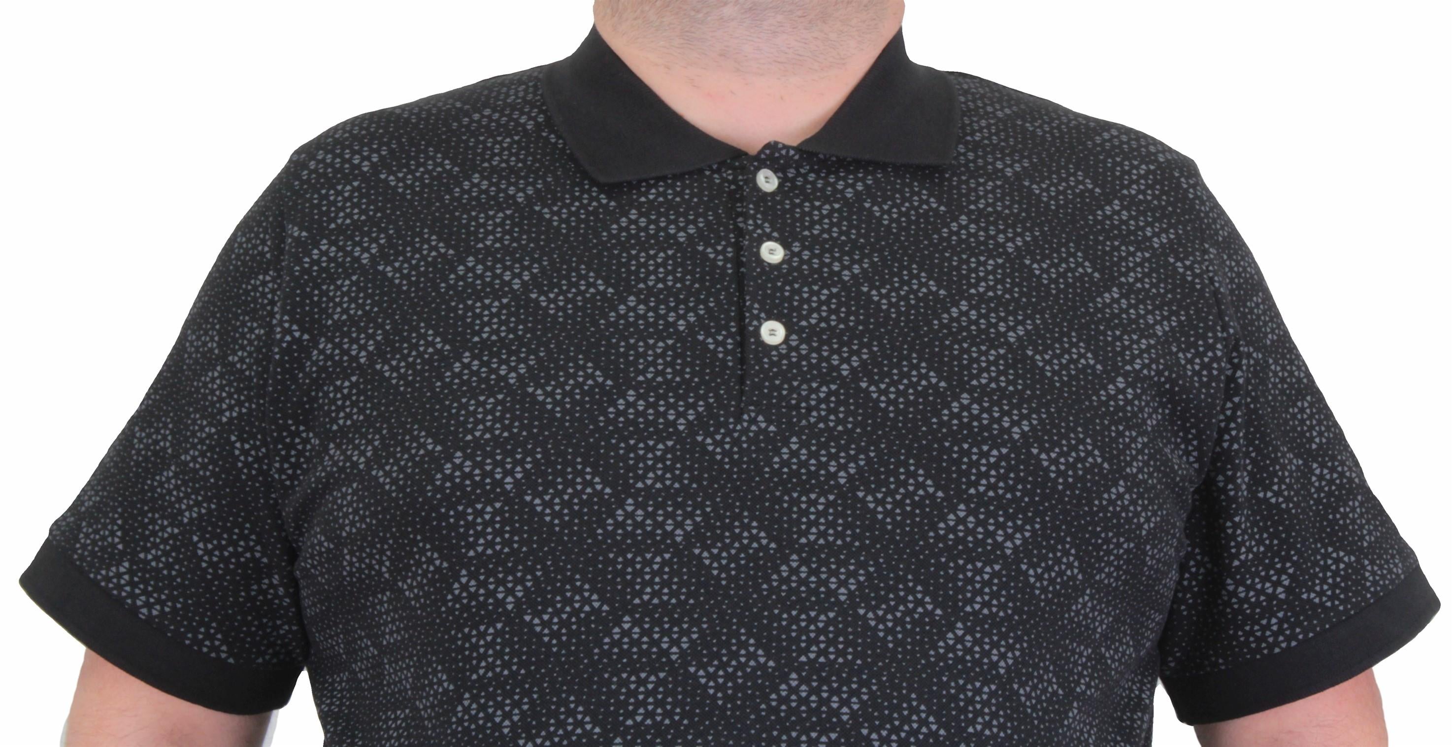 Starbattal Erkek Büyük Beden Polo Yaka Üçgen Baskılı Tişört 24450 SIYAH