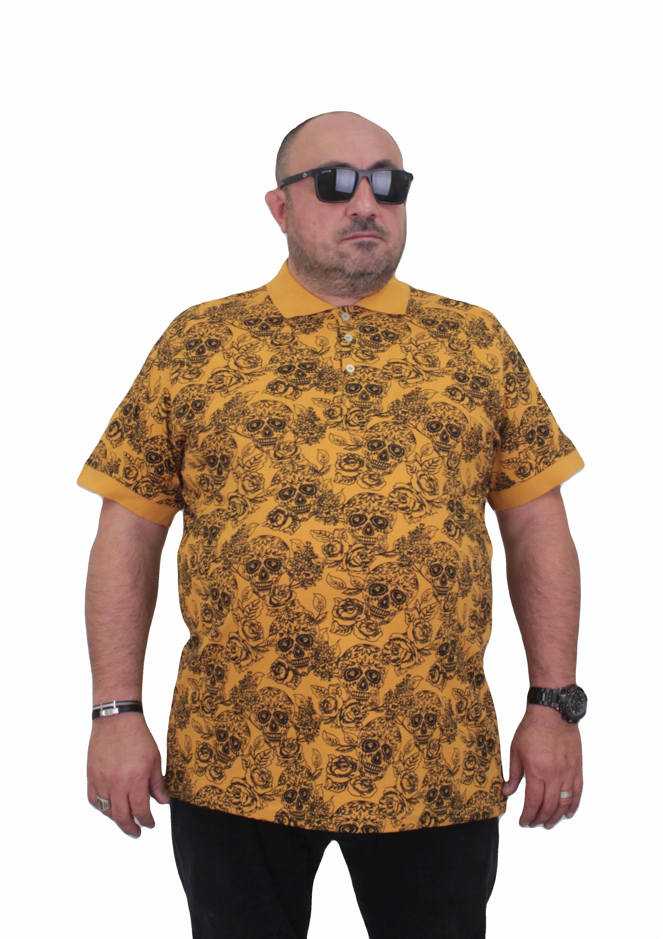 Starbattal Erkek Büyük Beden Polo Yaka Tişört Skull 24454 HARDAL