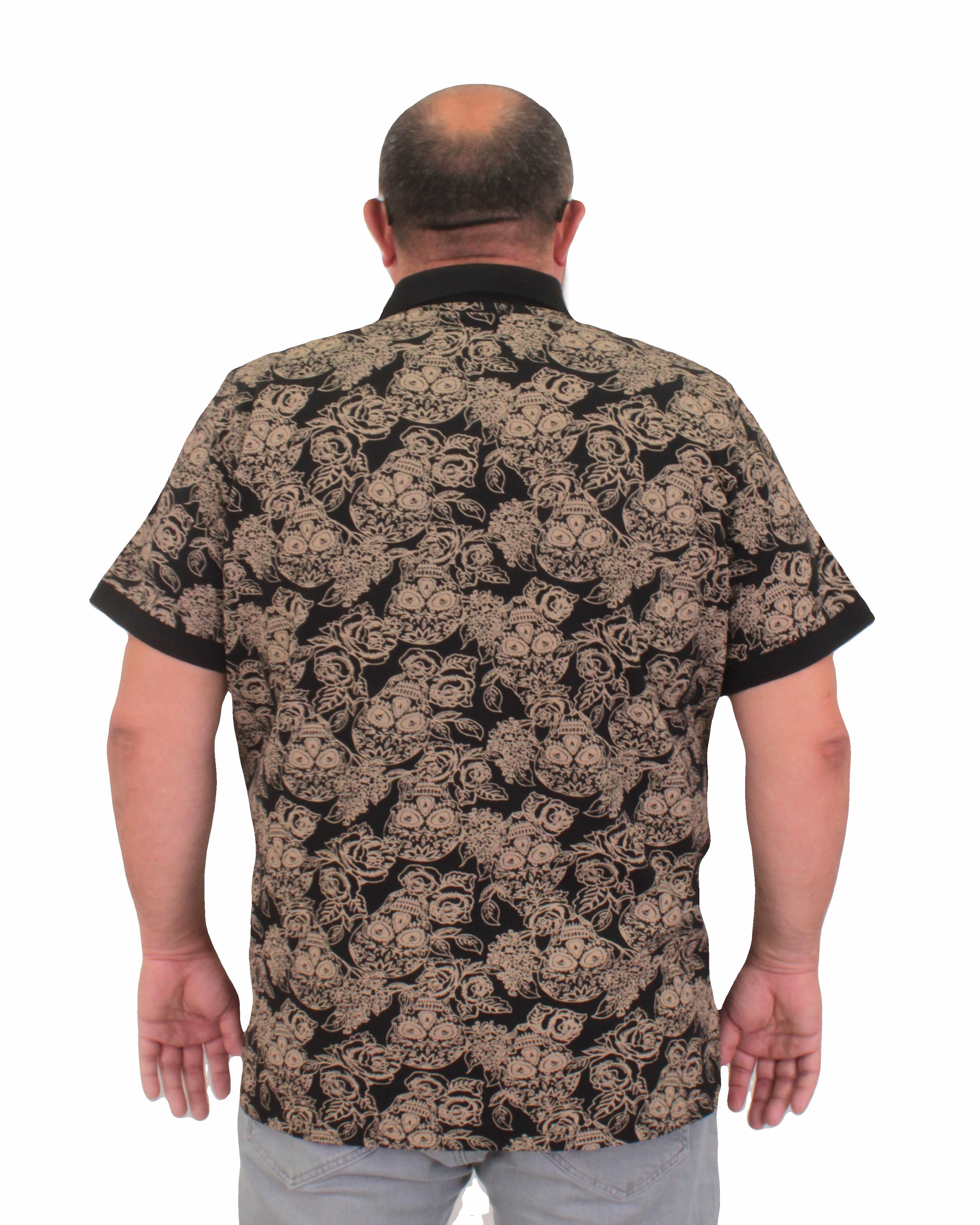 Starbattal Erkek Büyük Beden Polo Yaka Tişört Skull 24454 SIYAH