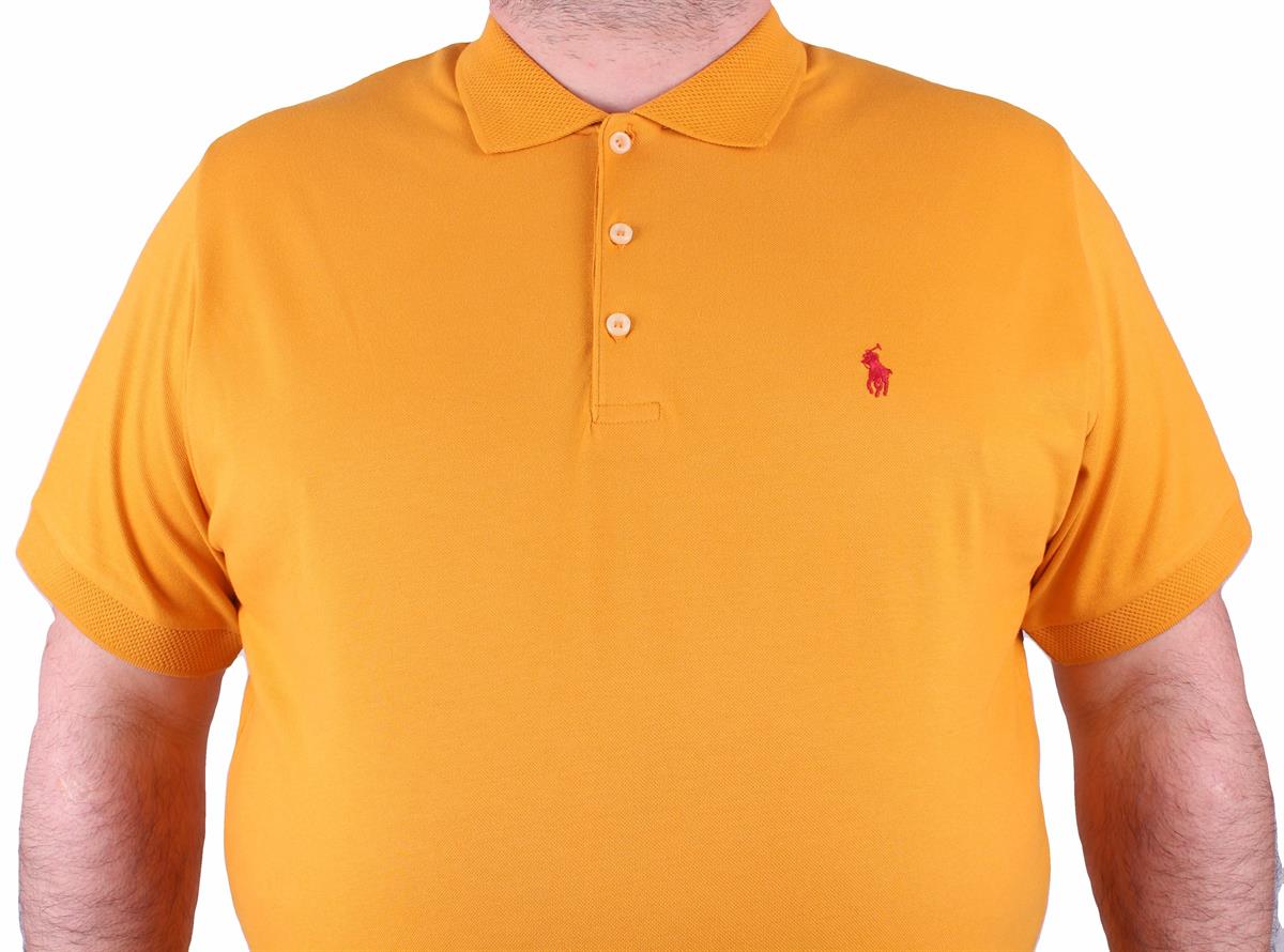 Erkek Büyük Beden Polo Yaka Tişört 23407 HARDAL