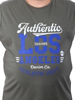 Büyük Beden Erkek Atlet Bisiklet Yaka Los Angeles Haki 22136-5-3476