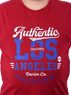 Büyük Beden Erkek Atlet Bisiklet Yaka Los Angeles Bordo 22136-6-3467