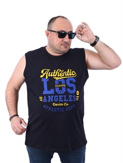 Büyük Beden Erkek Atlet Bisiklet Yaka Los Angeles Siyah 22136-1-3512