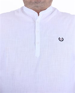 Büyük Beden Erkek Gömlek Hakim Yaka Kısa Kol Beyaz 22309-1-3053