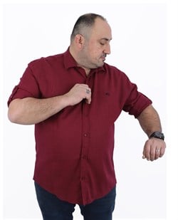 Büyük Beden Erkek Gömlek Uzun Kol Classıc Mürdüm 22308-6-3089