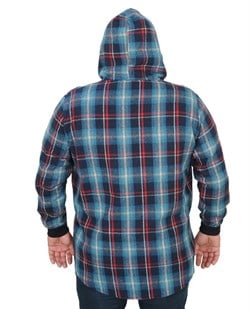 Büyük Beden Erkek Sweetshırt Oduncu Fermuarlı Kapşonlu  Çift Cep Kapaklı Lacivert 21300-4-4184