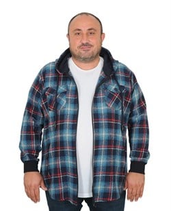 Büyük Beden Erkek Sweetshırt Oduncu Fermuarlı Kapşonlu  Çift Cep Kapaklı Lacivert 21300-4-4184