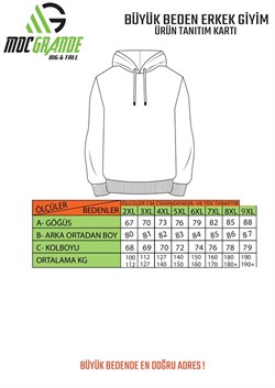 Starbattal Büyük Beden Dik Yaka Sweat Oduncu 22219-2243