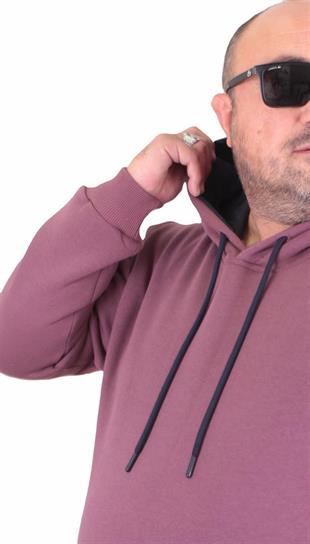 Starbattal Büyük Beden Erkek Basic Sweat Kapüşonlu 11700 Eflatun