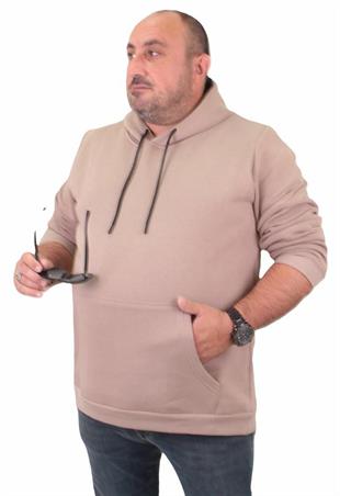 Starbattal Büyük Beden Erkek Basic Sweat Kapüşonlu 11700 TOPRAK