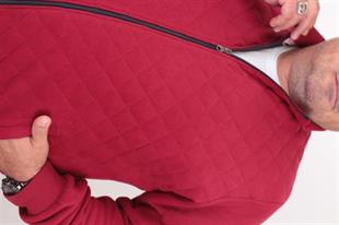 Starbattal Büyük Beden Fermuarlı Hırka Diamond 23281 BORDO