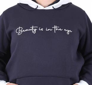 Starbattal Büyük Beden Kapüşonlu 3ip Sweat Beauty 25714 LACIVERT
