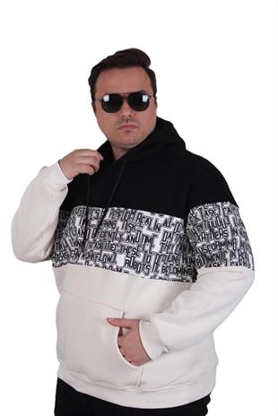 Starbattal Büyük Beden Kapüşonlu 3ip Sweat Transforming 25713 SIYAH