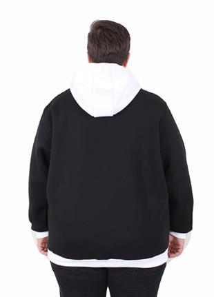 Starbattal Büyük Beden Kapüşonlu 3ip Sweat Beauty 25714 SIYAH