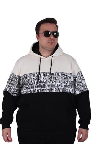 Starbattal Büyük Beden Kapüşonlu 3ip Sweat Transforming 25713 BEJ