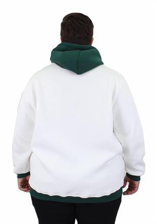 Starbattal Büyük Beden Kapüşonlu 3ip Sweat Beauty 25714 EKRU