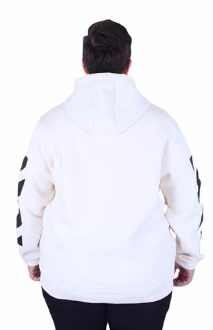 Starbattal Büyük Beden Kapüşonlu Fermuarlı 3ip Sweat MG 25718 BEJ