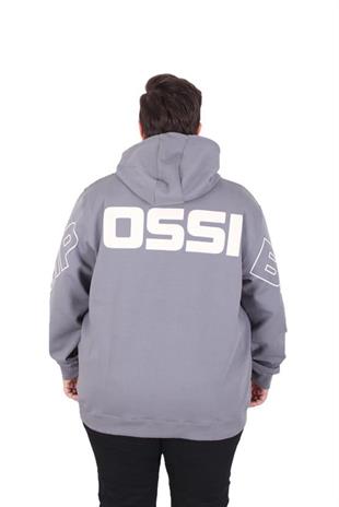 Starbattal Büyük Beden Kapüşonlu Fermuarlı Sweat Double Face Ossi 25705 FUME