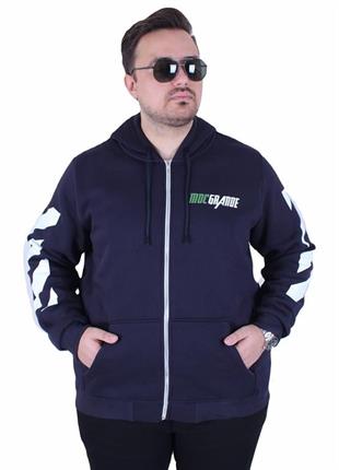 Starbattal Büyük Beden Kapüşonlu Fermuarlı 3ip Sweat MG 25718 LACIVERT