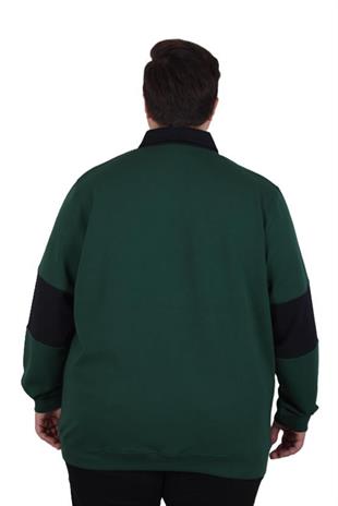 Starbattal Büyük Beden Polo Yaka Fermuarlı Sweat Double Face 25709 NEFTI