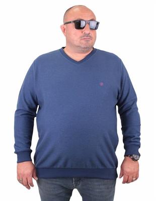 Starbattal Büyük Beden Selanik V Yaka Classic Sweat 23201 Marin