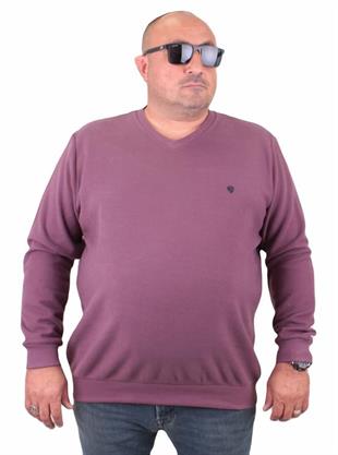 Starbattal Büyük Beden Selanik V Yaka Classic Sweat 23201 Eflatun