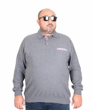 Starbattal Erkek Büyük Beden Polo Yaka Sweat Flota Cep 24407 ANTRASİT MELANJ