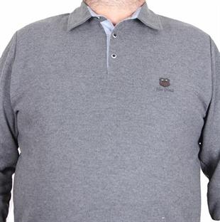 Starbattal Erkek Büyük Beden Polo Yaka Sweat Moc Grande 24410 ANTRASİT MELANJ