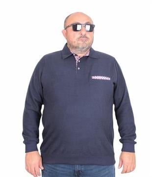 Starbattal Erkek Büyük Beden Polo Yaka Sweat Flota Cep 24407 LACIVERT