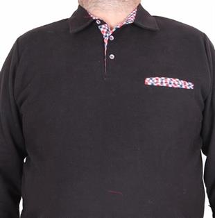 Starbattal Erkek Büyük Beden Polo Yaka Sweat Flota Cep 24407 SIYAH