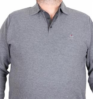 Starbattal Erkek Büyük Beden Polo Yaka Sweat Feel Good 24408 ANTRASİT MELANJ