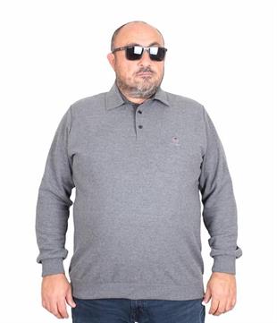 Starbattal Erkek Büyük Beden Polo Yaka Sweat Feel Good 24408 ANTRASİT MELANJ