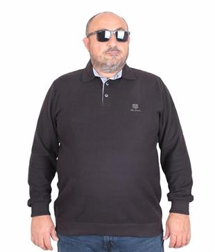 Starbattal Erkek Büyük Beden Polo Yaka Sweat Moc Grande 24410 SIYAH