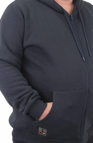 Starbattal Fermuarlı Kapuşonlu Büyük Beden Sweat Adventure 23220 LACIVERT