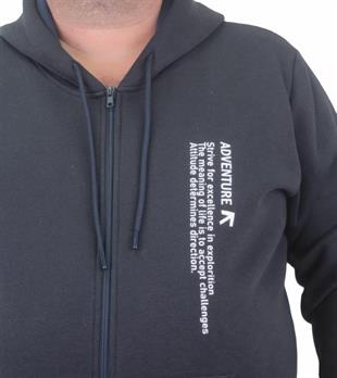 Starbattal Fermuarlı Kapuşonlu Büyük Beden Sweat Adventure 23220 LACIVERT