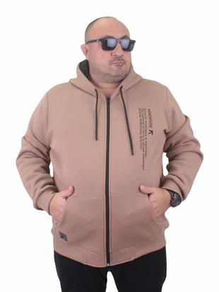 Starbattal Fermuarlı Kapuşonlu Büyük Beden Sweat Adventure 23220 S.KAHVE