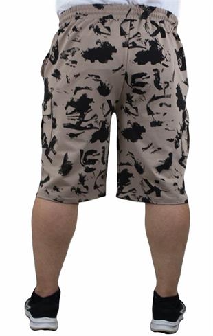 Starbattal Büyük Beden Abstract  Likralı Erkek Penye Şort 23610 TOPRAK