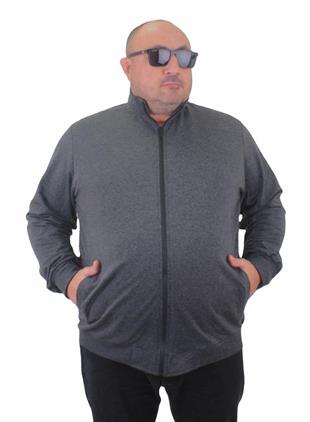 Starbattal Büyük Beden Basic Mevsimlik Fermuarlı Sweatshirt 22750 ANTRASIT